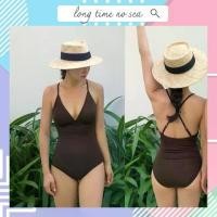 ราคา ชุดว่ายน้ำวันพีชสีน้ำตาล สายปรับได้ สไตล์เกาหลี Basic not basic รุ่น Strappy One Piece Swimsuit (1729605444952361005)