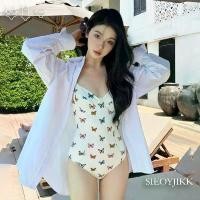 ราคา ชุดว่ายน้ำวันพีชวันพีช ชุดว่ายน้ำ รุ่นใหม่ เอวสูง ลายผีเสื้อ swimsuit+ผ้าคลุม (1731262694597364440)