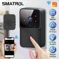 ราคา Smatrul Tuya ออดประตูไร้สาย Wifi กันขโมย กล้องวิดีโอ วิสัยทัศน์กลางคืน อินเตอร์คอม บ้าน มอนิเตอร์ ประตูโทรศัพท์ เสียง ring doorbell package กริ่ง กด เรียก แม่ค้า (1732309825217529689)