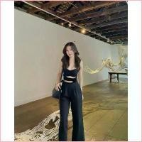 ราคา 740Compushelshop ประโยชน์สด Chloë Black - top&Long pant เสื้อเกาะอกกับกางเกงขายาว (1729753751913072749)