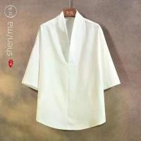 ราคา เสื้อยืดลายดอกไม้ Hanfu สไตล์จีน สำหรับผู้ชาย แขนสามส่วน พลัสไซส์ ทำจากผ้าไหมน้ำแข็ง ชุดสูท Tang บาง คอวี เสื้อผ้าชาโบราณ ฤดูร้อนใหม่ readymade ฮีโร่ ชุด ขาว စ ပ န ့ ် သ (1731227338070132414)