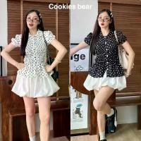 ราคา Cookies Bear - เสื้อแขนตุ๊กตาลายจุด Polkadot COD (1731850394922222986)