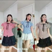 ราคา Zara3Shop เสื้อเชิ้ตคอปกผ้าคอตตอนลายสก็อต คอบัวแถมโบว์ผูกหน้า - Cookies Bear ขายดี (1731608966396019984)