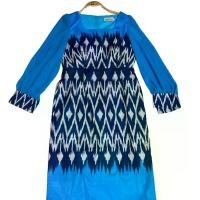 ราคา ชุดเดรสผ้าไทยสีฟ้า แขนยาว งานป้าย Orange Juice (1730676377170185071)