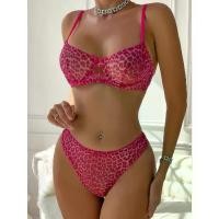 ราคา GAdjustable Straps Pink Leopard Printed Push Up Bra and Panty Set Women Sexy Lingerie Underwear Sleepwear Bralette Bras (1732277746763597607)