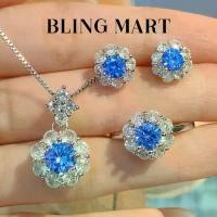 ราคา ชุดสร้อยคอและต่างหู, สีฟ้า, Moissanite สีฟ้า, เงิน, พร้อมสร้อยคอและต่างหู, เครื่องประดับแฟชั่น, แหวน Moissanite ต่างหู เกาหลี แหวน แฟชั่น มังกร คู่ หลวง ปู่ หมุน นิตยสาร ก (1731217578383214300)