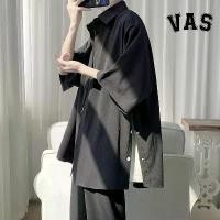 ราคา เสื้อเชิ้ตแขนสั้นผู้ชายลายทาง Vase & Co เสื้อเชิ้ตลายทางสไตล์ฮ่องกง เสื้อคลุมลำลองย้อนยุคแฟชั่นสไตล์ Ruan (1730895936607783384)