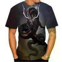 ราคา เสื้อยืดพิมพ์ลาย 3D ขายดีที่สุดสำหรับผู้ชายและผู้หญิงแฟชั่นลำลองเสือดาวงูแขนสั้น Anime ลายมังกรสีเข้มใหม่ (1730364853988920112)