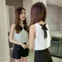 ราคา เสื้อชีฟอง แขนกุด สำหรับผู้หญิง สไตล์ใหม่ฤดูร้อน คอปกตุ๊กตา เสื้อเชิ้ตสีขาวผูกโบว์ เสื้อเปลือยเซ็กซี่ เสื้อแขนกุด waffle flefle รีเมค เสื้อผ้า ชุด เมอเมด เชิ๊ด สาวอวบ เสื้อ (1731252554800596101)