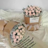 ราคา วัสดุกระเช้าดอกกุหลาบแฮนด์เมด DIY, เส้นด้ายดอกกุหลาบวันวาเลนไทน์ถัก, ดอกไม้ประดิษฐ์, การออกแบบฟอง (1732099879478790876)