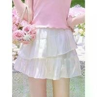ราคา New Sweet Cake Skirt for Women Summer Asymmetrical Chiffon Satin Short Skirt A-line half skirt (1731946161273734259)