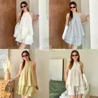 ราคา พร้อมส่ง8สี️Layer Set : ชุดเซ็ทเสื้อสายเดี่ยวผูกหลัง+กระโปรงขนมชั้น มีกางเกงซับใน น่ารักมาก จัดส่งเฉพาะจุด (1732087665633494905)