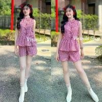 ราคา ชุดตรุษจีน Set 2 ชิ้น เซตแขนกุดกี่เพ้า ลายสก็อต แต่งกระดุมจีน คอแต่งกุ้น ติดกระดุมปั๊ม มีบริการเก็บปลายทาง (1731759776711149241)