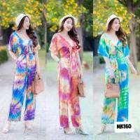 ราคา Set 2 ชิ้น เสื้อผูกหน้ามัดย้อม + กางเกงขายาว เอวยางยืดด้านหลัง มีกระเป๋าล้วงข้าง ชุดไปทะเล ขายดี (1732127637304280576)