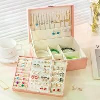 ราคา FFFMIH บล็อกบัสเตอร์ กล่องใส่เครื่องประดับ กล่องเก็บเครื่องประดับ ถาด2ชั้น หนังPU Jewelry Box (1732393529411864318)