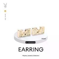 ราคา PLAYBOY Earring Collection ต่างหูดีไซน์ ทรงเหลี่ยมลายโลโก้กระต่ายฝังเพชร รหัส ST-253E361HG สีทอง (1732489001427895910)