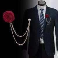 ราคา เข็มกลัด รูปดอกไม้ สําหรับติดเสื้อสูท งานแต่งงาน Wedding Brooches Cloth Art Hand-Made Rose Flower Brooch Lapel Pin Badge จัดส่งฟรี กทม (1731207467201824219)