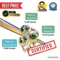 ราคา Trio Ring แหวนทองคำขาว 18K พลอยสี Natural Sapphire 2 pcs + Natural Tourmaline 1 pc. (1731640631955129682)