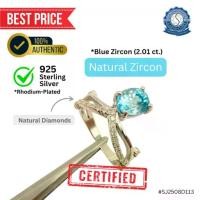 ราคา แหวนเงิน Size #53 เพทายธรรมชาติ Blue Zircon (Oval Mixed, 2.01 ct.) และเพชรธรรมชาติ Natural Diamonds 0.15 ct.(23 pcs.) (925 Silver Sterling Ring) (1732160970456859986)