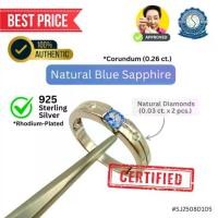 ราคา แหวนเงิน ไพลิน (Oval Mixed, 0.26 ct.) และเพชรธรรมชาติ (0.03 ct. x 2 pcs.) Size #54 (925 Silver Sterling Ring) Natural Blue Sapphire with Natural Diamonds (1732160691850610002)