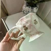 ราคา พร้อมส่งจากไทยRibbon bear mugs แก้วน้ำ แก้วกาแฟเซรามิก ถ้วยลายโบว์กับน้องหมี น่ารักคุณหนูมากก (1732298760175191449)