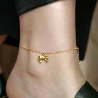 ราคา Crisp Corner456415 ขายดี สร้อยข้อเท้าทองรูปโบว์ /Minimal Ribbon Gold Anklet/สร้อยข้อเท้า /Titanium Anklet /สร้อยข้อเท้าสไตล์เ (1732169248120538753)
