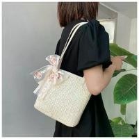 ราคา กระเป๋าสาน กระเป๋าสะพายข้าง Ribbon Tote กระเป๋าแฟชั่น (C3) (1730400655373601151)