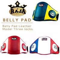 ราคา เป้าท้องหนังแท้ เป้าป้องกันหน้าท้อง Raja Boxing Belly Pad Model Three Locks (หนังวัวแท้ 100%) (1730583610925943449)