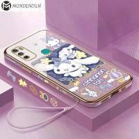 ราคา เคสสำหรับ Infinix Hot 11 Hot 11 Play Hot 11S Hot 11S NFC Infinix Hot 9 Hot 9 Play Infinix Hot 8 Hot 8 Pro เคสสายคล้องฟรี + เคสลายขอบสี่เหลี่ยมน่ารัก เคสโทรศัพท์ชุบหรูหรา เคสโทรศัพท์แบบนิ่ม (1729613943