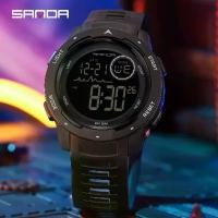 ราคา SANDA รุ่น 2125 นาฬิกากีฬาผู้ชาย นาฬิกาแฟชั่นสายยางเรซิ่น Jam Tangan Digital LED กันน้ำ 50 m (1729754505432893460)