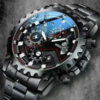 ราคา นาฬิกาข้อมือสแตนเลส กันน้ำ แฟชั่น สำหรับผู้ชาย เรืองแสง ปฏิทิน นาฬิกาสปอร์ต นาฬิกาข้อมือ เหมาะสำหรับผู้ชาย swiss jam tangan lelaki สีดำ (1731968307873024963)