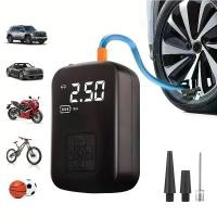 ราคา ปั๊มเติมลมยางไร้สายแบบพกพา, 150PSI, พร้อมเกจวัดความดันดิจิตอลและไฟ LED, ชาร์จด้วย USB, สัญญาณ SOS, เหมาะสำหรับรถยนต์, จักรยาน, รถจักรยานยนต์และกีฬาบอล, สีดำ, อุปกรณ์เติมลมยาง, ปั (1732240107598415843)