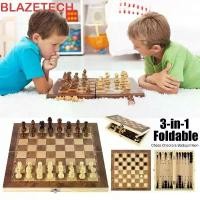 ราคา BLAZETECH Chess&Backgammon&Checkers Set, ชุดเกมกระดานกระดานหมากรุกพับได้, ปรับปรุงสติปัญญา 3-in-1 Portable International Chess Game International Chess Tables คําแนะนําผลิตภัณฑ์ใหม่ของเดือนนี้ (173233