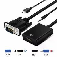 ราคา สินค้าขายดี 1080P VGA to HDMI Video Converter Adapter with Mini USB Power Cable 3.5mm Audio Cable vga2hdmi for HDTV DVD PC (1732007292459255608)