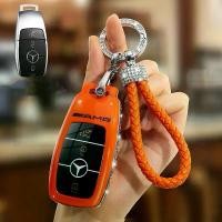 ราคา เคสกุญแจรถยนต์Benz ทรงยาว พร้อมพวงกุญแจ ปลอกกุญแจรถยนต์ สําหรับ Mercedes Benz A Class B Class C Class E Class S Class EQA EQC GLA GLB GLC GLC GLE GLE GLS GClass CLA V-Class Mercedes Mercedes Benz (173
