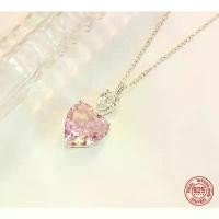 ราคา New Moon | Rose Pink Heart สร้อยคอจี้เพทายทรงหัวใจ สไตล์เกาหลี สร้อยเงินแท้ ขายดีประจำเดือนนี้ (1731930554810468280)