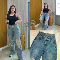 ราคา Back Up Denim กางเกงยีนส์เอวสูงขายาวทรงขากระบอกตรง แต่งเองไขว้ 2ชั้น แต่งขาดเข่า|สาวอวบ (1732234062533068176)