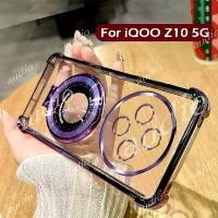 ราคา COD iQOO Z10 5G Four Corner Plating Transparent Phone With Bracket For Vivo iQOO Z10 iQOOZ10 5G 2025 Shockproof Soft Silicone Back Cover For iqoo z10 iqooZ10 IQOOZ10 5G (1732412680003421972)