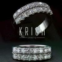 ราคา KRICH. แหวนเงิน 92.5 ฝังเพชรโมซาไนท์ ฝังเพชร 2 แถว ชุบทองคำขาว รุ่น Band 907 (1730356357711760148)
