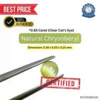 ราคา Natural Chrysoberyl (Cat's Eye) ไพฑูรย์ตาแมวธรรมชาติ (Round Cabochon, 0.83 Cts.) พร้อมใบเซอร์แบบ Verbal (1731851947521574226)