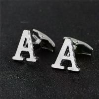 ราคา Silver 26 English letters smooth men's cufflinks manufacturers wholesale personalized French shirt cufflinks (1732487131706000456)