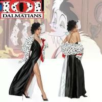 ราคา ชุดคอสเพลย์ 101 Dalmatians, สำหรับผู้หญิง, ธีมฮาโลวีน, ตัวละครแม่มด Cruella De Vil, สีดำและสีขาว (1731933534101669174)