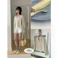 ราคา NOMADE.& พร้อมส่ง Lace de Reichu Shirt {เสื้อเชิ้ตลายทางชายลูกไม้} (1732234807425532997)