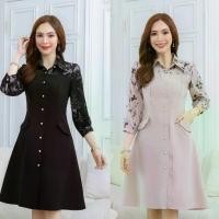 ราคา ALERT BRAND เดรสคอปกกระดุมหน้า สวยเรียบแต่ดูดี เป็นเดรสคอปกตัดต่อผ้าลายดอก โทนสีเดียวกัน มีดีเทลกระเป๋าจริงใส่ของได้ (1730474052111207158)