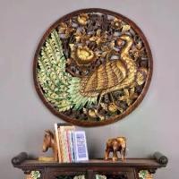 ราคา Teak carving แผ่นติดผนังไม้สักทองแกะลายนกยูง ไม้แกะ ตกแต่งบ้านติดผนัง ไม้แกะกลม ติดผนัง ของตกแต่งโรงแรม ขนาด 90 cm จัดส่งฟรีLuckyThailand นกยุง (1729693330158750319)