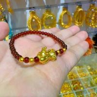 ราคา สร้อยข้อมือ Pi Xiu ชุบทองแท้ สไตล์โบราณ จี้โกเมน Sha Jin (1731533470223271537)