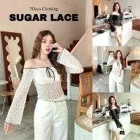 ราคา - SUGAR LACE เสื้อลูกไม้ซีทรูปาดไหล่เกาหลี (1731806221755254514)
