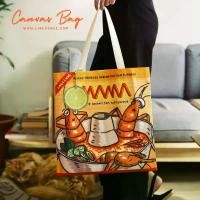 ราคา " TOMYUM KOONG " canvas tote bag กระเป๋าผ้าแคนวาส ถุงผ้า ลายต้มยำกุ้ง (1732458380853544189)