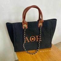 ราคา Canvas Chain Bag กระเป๋าปักชื่อ ใช้ได้ทั้งสะพายไหล่ และถือหิ้ว อะไหล่ทอง (1732324272387556423)