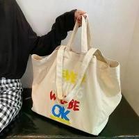ราคา kwongkwong กระเป๋าสะพายไหล่ มีซิป ผ้าแคนวาส แบบเรียบ สไตล์เกาหลี Canvas Bag กระเป๋าสะพายข้าง กระเป๋าผ้าสวยๆ Tote bag สินค้าขายดี (1732291286334342849)